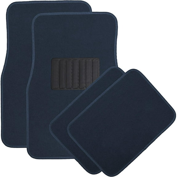 4pc Full Set Heavy Duty "DELUXE" Carpet Floor Mats, Universal Fit Mat for Car, SUV, Van & Trucks - Front & Rear, Driver & Passenger Seat (Blue). National Standard Products