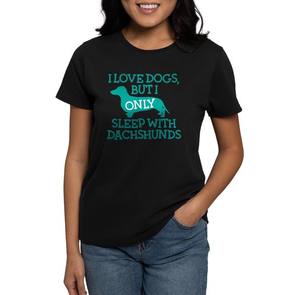 CafePress - Sleep With Dachshunds Women's Classic T Shirt - Women's Traditional Fit Dark T-Shirt