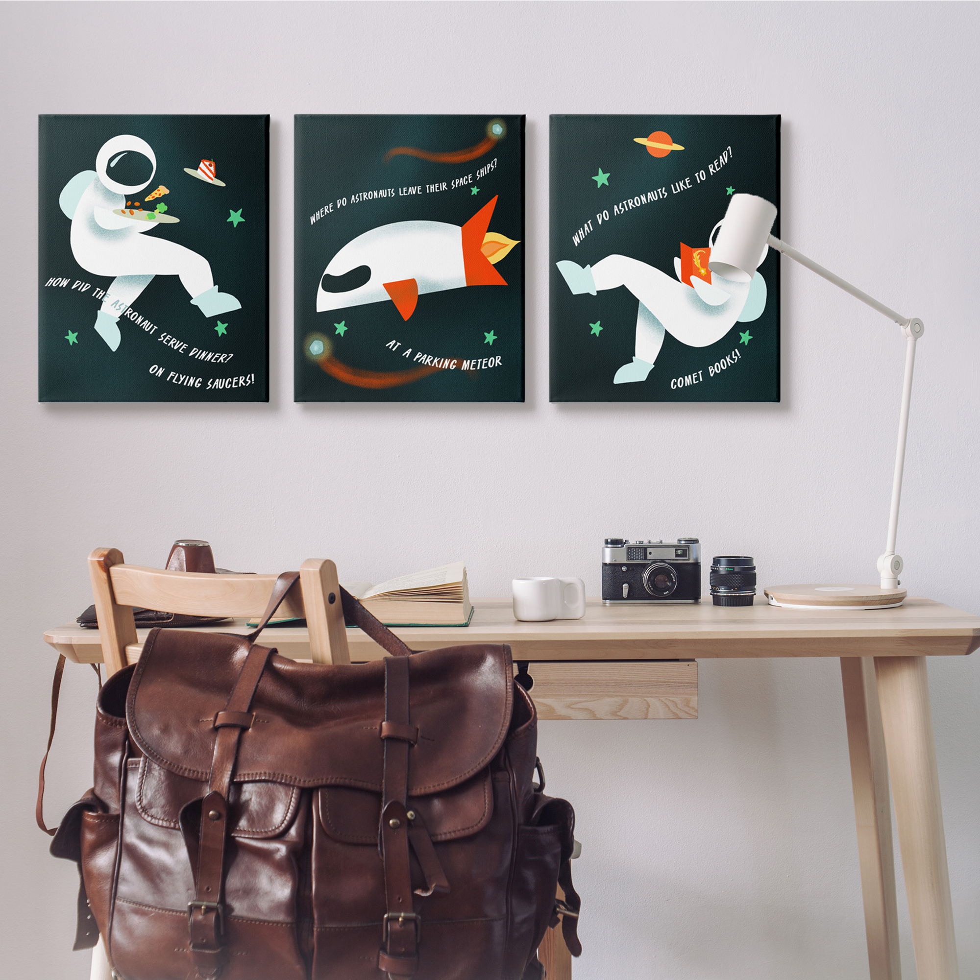 Stupell Indtries On Flying Saucers! Space Jokes Astronaut Rocket Ship,24 x 30,Design by Daphne Polselli