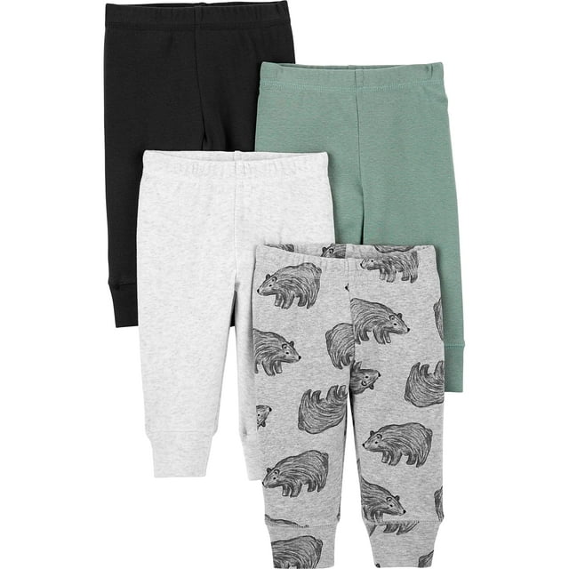 Pantalones de algodón para bebés Simple Joys de Carter's de 3 a 6 meses (paquete de 4)