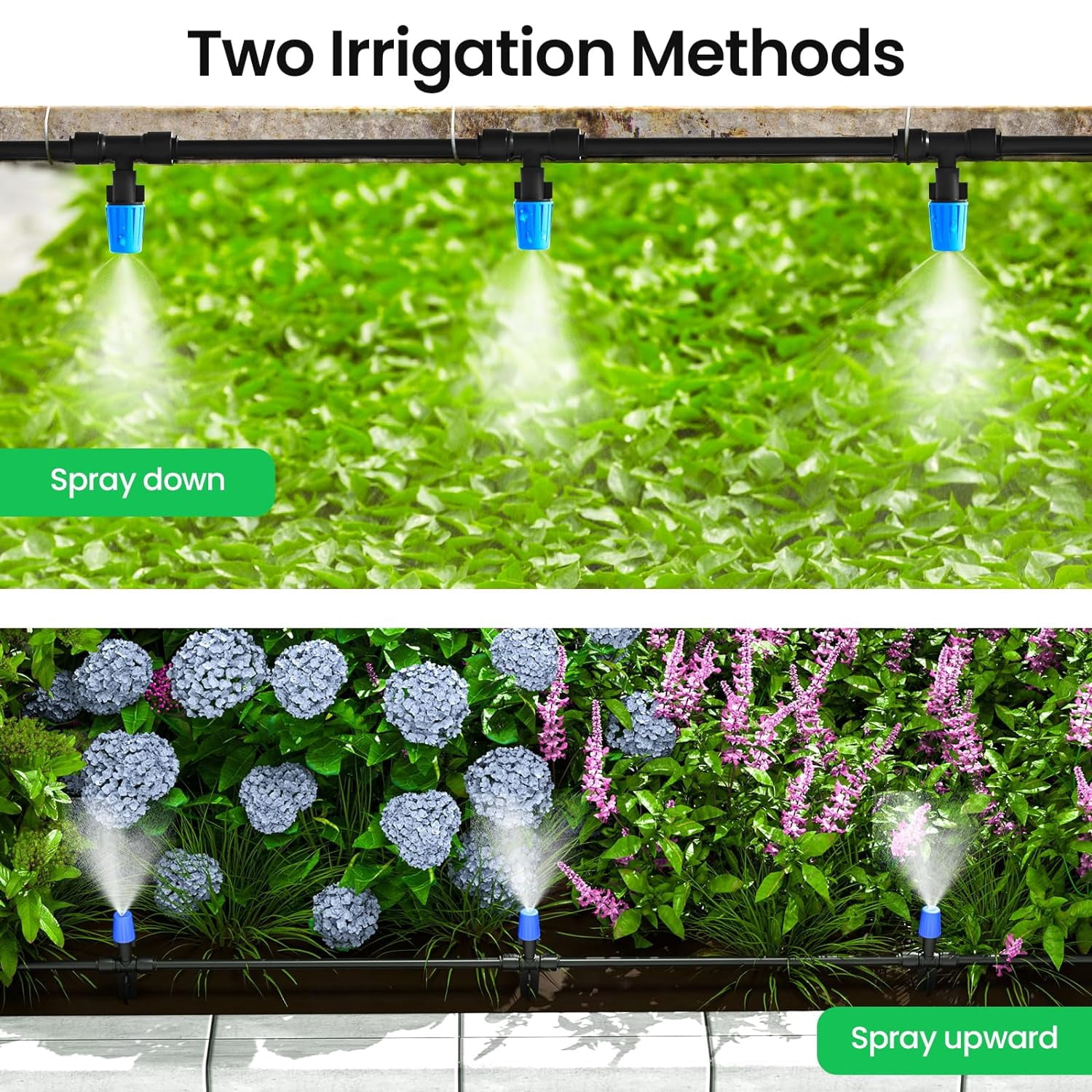 Irrigation System 65FT Easy Connect Drip Irrigation, Jorking Sprinkler System Mist Accessories with 1/4 inch Blank Distribution 65ft Tubing Hose-Black