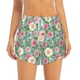 thumbnail image 2 of Goofa Rose Flowers Printed Women 2 in 1 Running Shorts,Quick Dry Athletic Workout Shorts,High Waisted Athletic Shorts with Liner Pockets-Medium, 2 of 9
