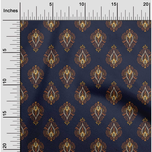 oneOone Polyester Lycra Fabric Leaves Block Print Fabric BTY 56 Inch Wide