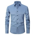 thumbnail image 1 of xiaxaixu Men Button up Shirts Solid Color Slim Fit Casual Long Sleeve Tops Spring Clothes for Beach Vacation Streetwear, 1 of 4