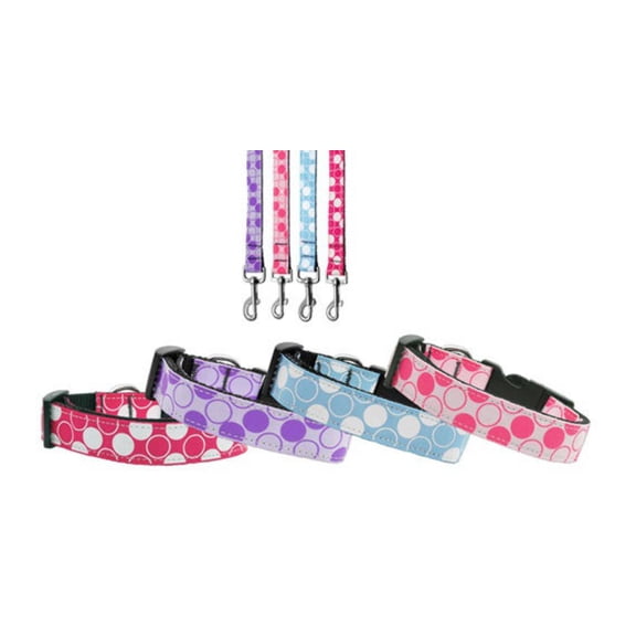 Pet Dog  Cat Nylon Collar or Leash, "Diagonal Dots"
