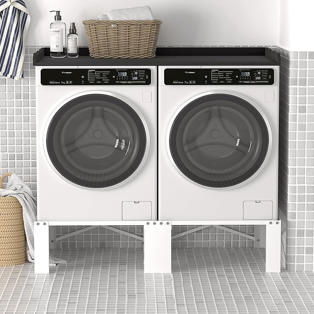 LUCKUP 2 Pack 29" Laundry Pedestal Heavy Duty Washer and Dryer Pedestal Stand Raiser Anti-Vibration, Anti-Slip, Ergonomic Height with Extra Storage Compatible with Most Washers and Dryers, White