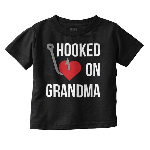 Hooked on Grandma Fishing Grandchild Youth T Shirt Tee Girls Infant Toddler Brisco Brands 12M