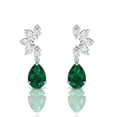 thumbnail image 2 of Emerald & Diamond Tear Drop Sterling Silver Earrings || Easter Day Gift Earring, Gift for Her Earring || Silver Diary, 2 of 5