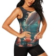thumbnail image 2 of KLL Flower White Dolphin Print Womens Tank Top Sleeveless Workout Tops Athletic Running Shirts Yoga Gym Clothes-Large, 2 of 7