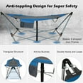 thumbnail image 5 of Gymax Folding Hammock Indoor & Outdoor Hammock with Side Pocket & Iron Stand Blue, 5 of 10
