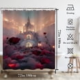 thumbnail image 3 of Fantastic Blooming Rose Floral Castle Shower Curtain Romantic Flower Fairyland Theme Fabric Shower Curtain Bathroom Decor Sets with Grommets and Hooks 72 x 72 Inch Red Gray, 3 of 6