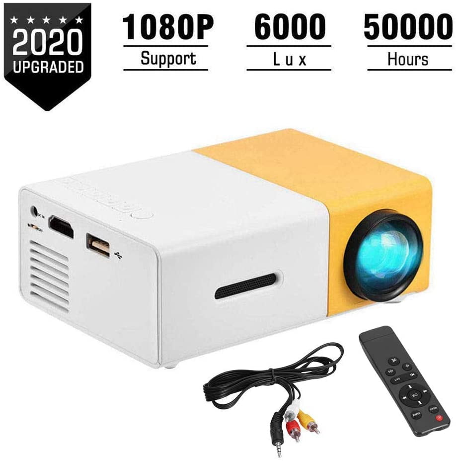 Mini Projector, Portable 6000 Lumens LED Mini Projector, 1080P Home