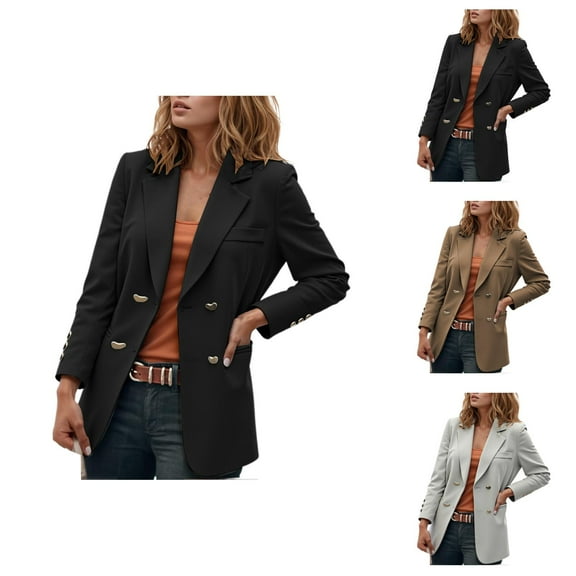 Casual Blazers for Women 2025 Long Sleeve Notch Lapel Collar Business Casual Work Office Jacket with Pockets