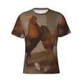 thumbnail image 4 of Vsdgher Oil Painting Chicken And Duck Print Men's Dry Fit Mesh Athletic Shirts Moisture Wicking Tennis T-Shirt Tops, 4 of 9