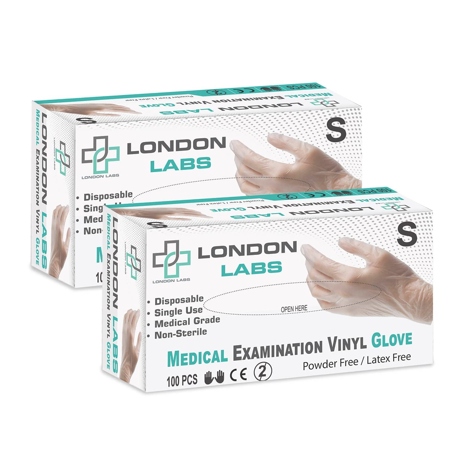 London Labs Medical Examination Vinyl Gloves Powder Free & Latex Free 200 Count,Small