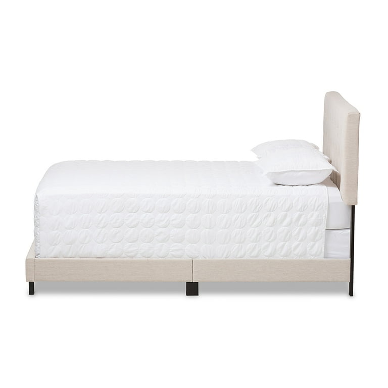 Baxton Studio Cassandra Light Beige Fabric Upholstered Queen Size Bed