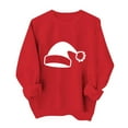 thumbnail image 5 of Guzom Womens Red Santa Hat Graphic Sweatshirt - Long Sleeve Crew Neck, Loose Fit, Christmas Festive for Holiday & Daily Wear,Size 2XL, 5 of 5