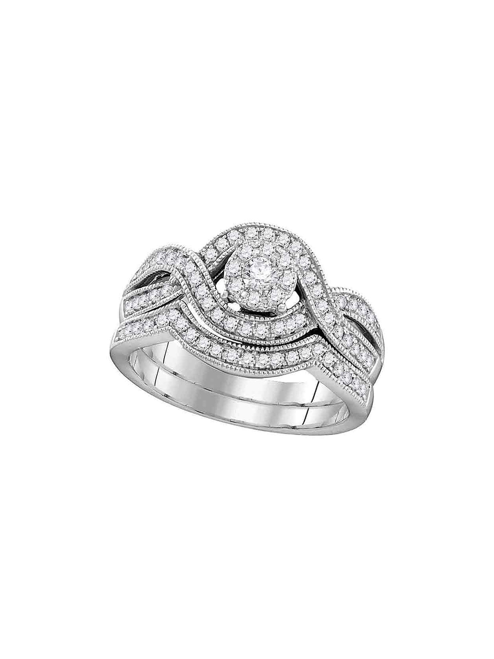 Golden Star Golden Star 10kt White Gold Round Diamond Bridal Wedding