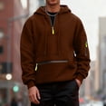 thumbnail image 6 of RYDCOT Mens Quarter Zip Waffle Hoodie - Performance Fleece 1/4 Zip Pullover Sweatshirt Mens Golf Shirts for Workout Hiking Running Brown, 6 of 8
