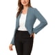 thumbnail image 1 of Blazer de oficina para mujer sin cuello, traje casual de negocios, blazer corto XS gris azul, 1 of 8