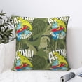 thumbnail image 4 of Pofeuu Surfing Dinosaur Print Double-sided plush pillowcase Square Throw Pillow Covers Pillows Cover for Living Room Bedroom Sofa Couch Cushion Cover（No pillow core）-18"x18", 4 of 7