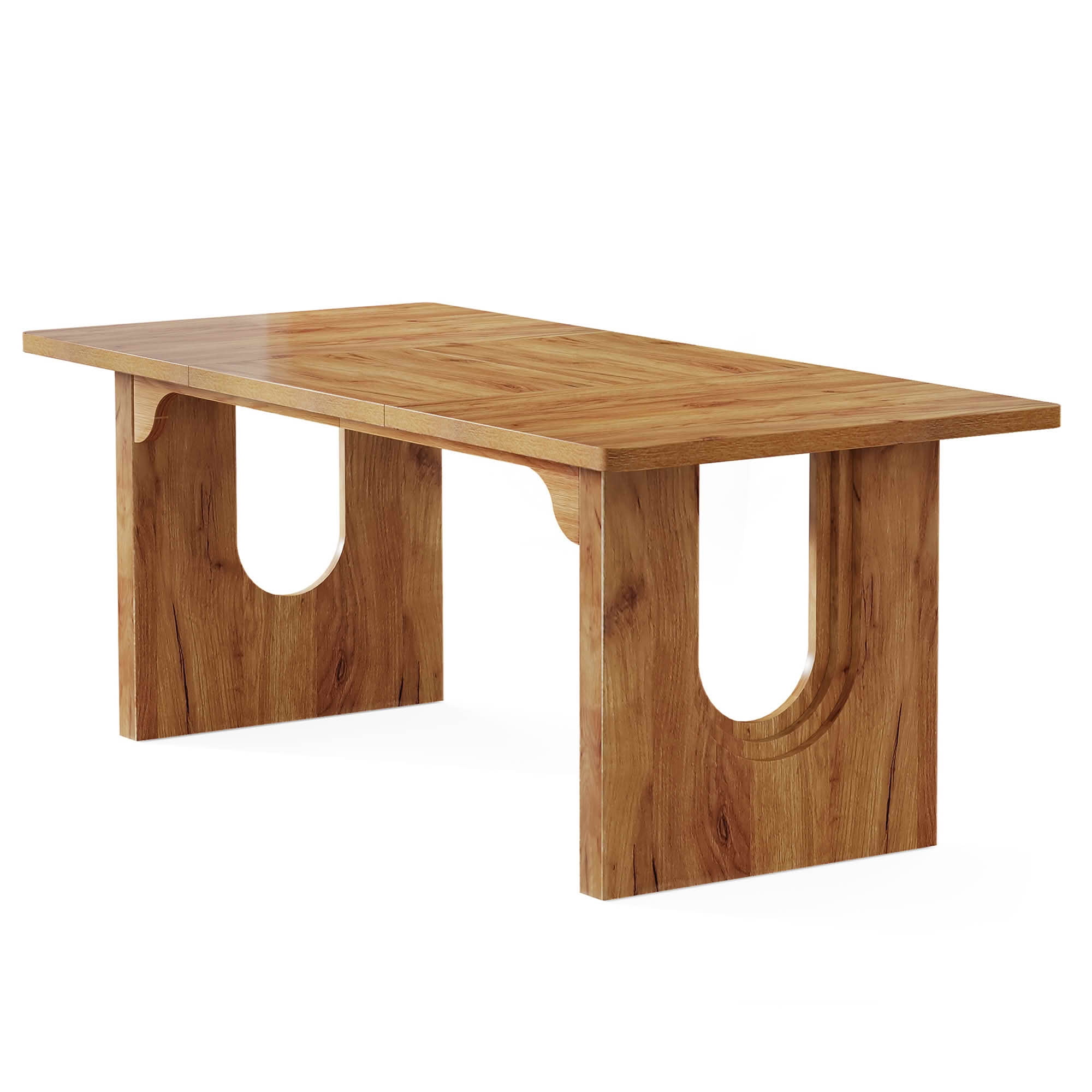 MAYEERTY 71 Inch Modern Rectangular Dining Table, Large Wood Kitchen Dinner Table with Double Pedestal Base for 6 to 8 People