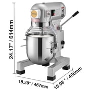 VEVOR Commercial Food Mixer, 10QT Commercial Stand Mixer with 3 Adjustable Speeds, 550W Dough Mixer with Stainless Steel Bowl and 3 Mixing Attachments, Ideal for Restaurant, Bakery, Pastry Shop, Cafe