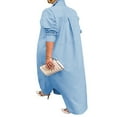 thumbnail image 3 of Chemise Décontractée Unie à Manches Longues pour Femmes, Longueur Cheville, Boutonnée, Surdimensionnée, 3 of 6