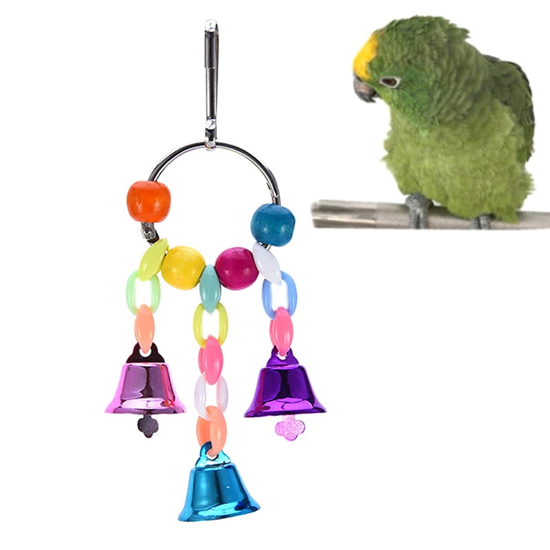 New Pet Parrot Bird Chew Toy Cages Hang Toys Wood Large Rope Cave Ladder Bells 