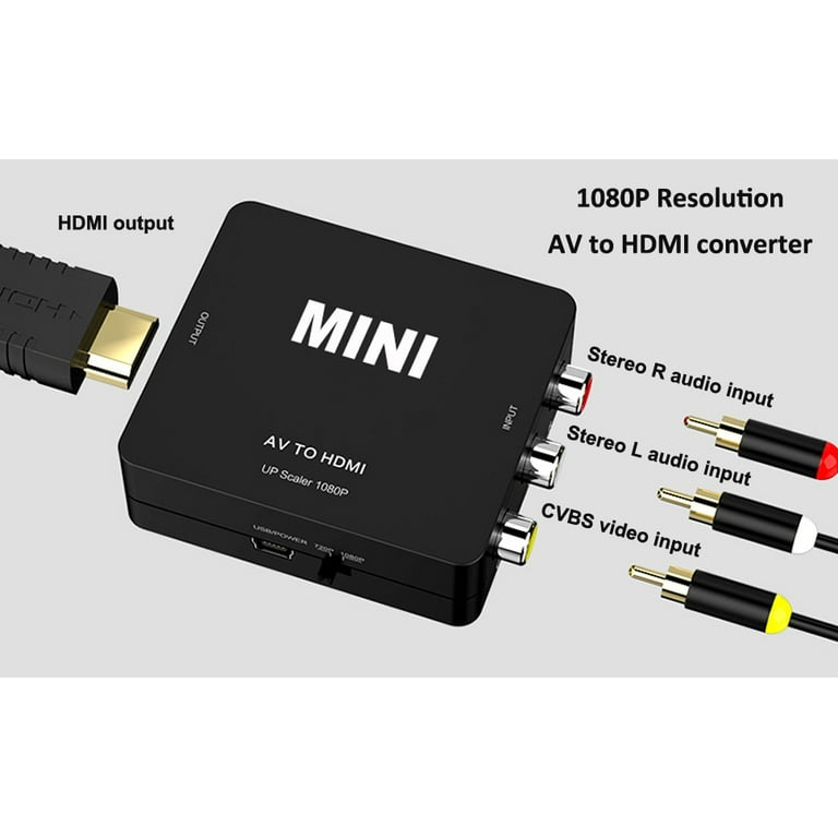 Convertidor RCA a HDMI, cable RCA a HDMI, AV 3RCA CVBS compuesto audio  video a 1080P HDMI adaptador compatible con PAL NTSC para PC, portátil,  Xbox PS3, PS4, TV, STB, VHS, VCR