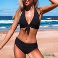 thumbnail image 6 of SOMER Women's Swimsuit 2 Piece Bikini Set Bathing Suits Split Sexy Pleated Bunny Tie Bikini, 6 of 6