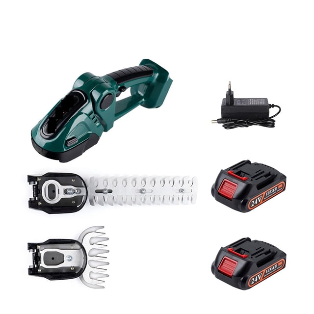 2 In 1 24V Cordless Electric Hedge Trimmer 20000RPM Rechargeable Handheld Household Shrub Weeding Pruning Mower Garden Tools
