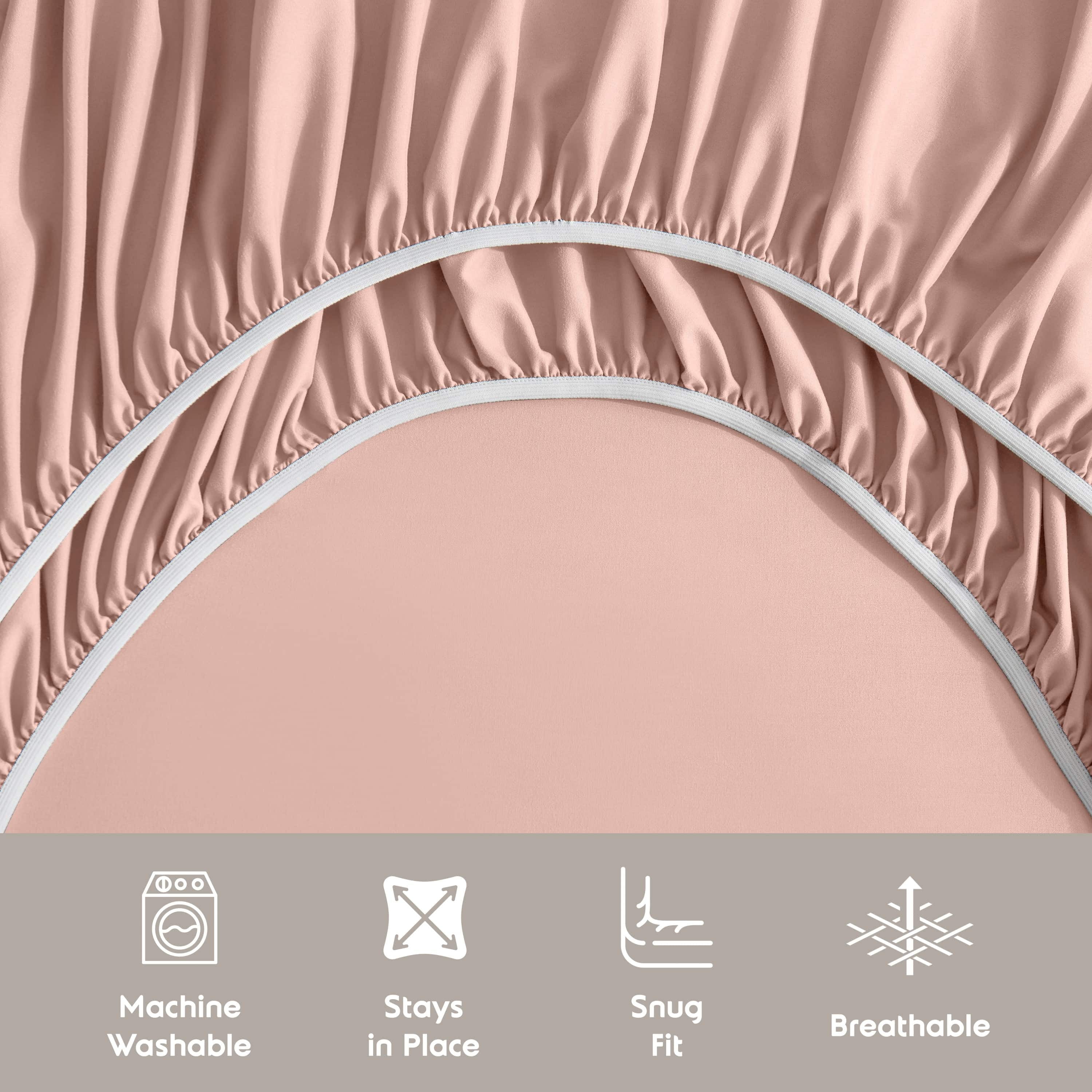 LammaLoe Extra Deep Pocket King Sheets Set, 4 Piece, Fits 18"-24" Mattress, Breathable & Extra Soft Bed Sheets, Peach Beige