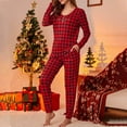 thumbnail image 5 of Tow Piece Outfits for Women Soft Comfy Long Sleeve Crewneck Shirts with Plaid Pants Sleepwear 2 Piece Pjs Suits Casual Holiday Party Loungwear Pajamas Sets, 5 of 7