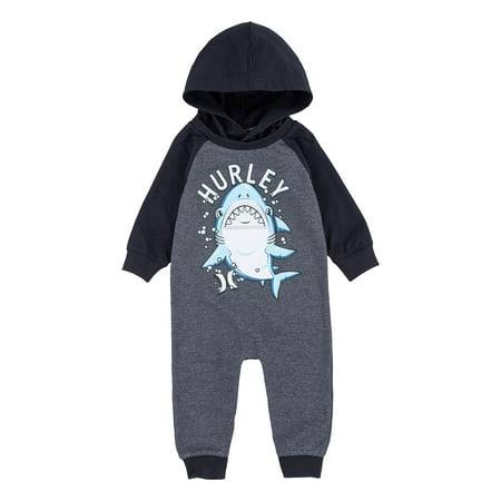 

Hurley Baby Boys Long Sleeve Hooded Coverall Charcoal Heather 24M