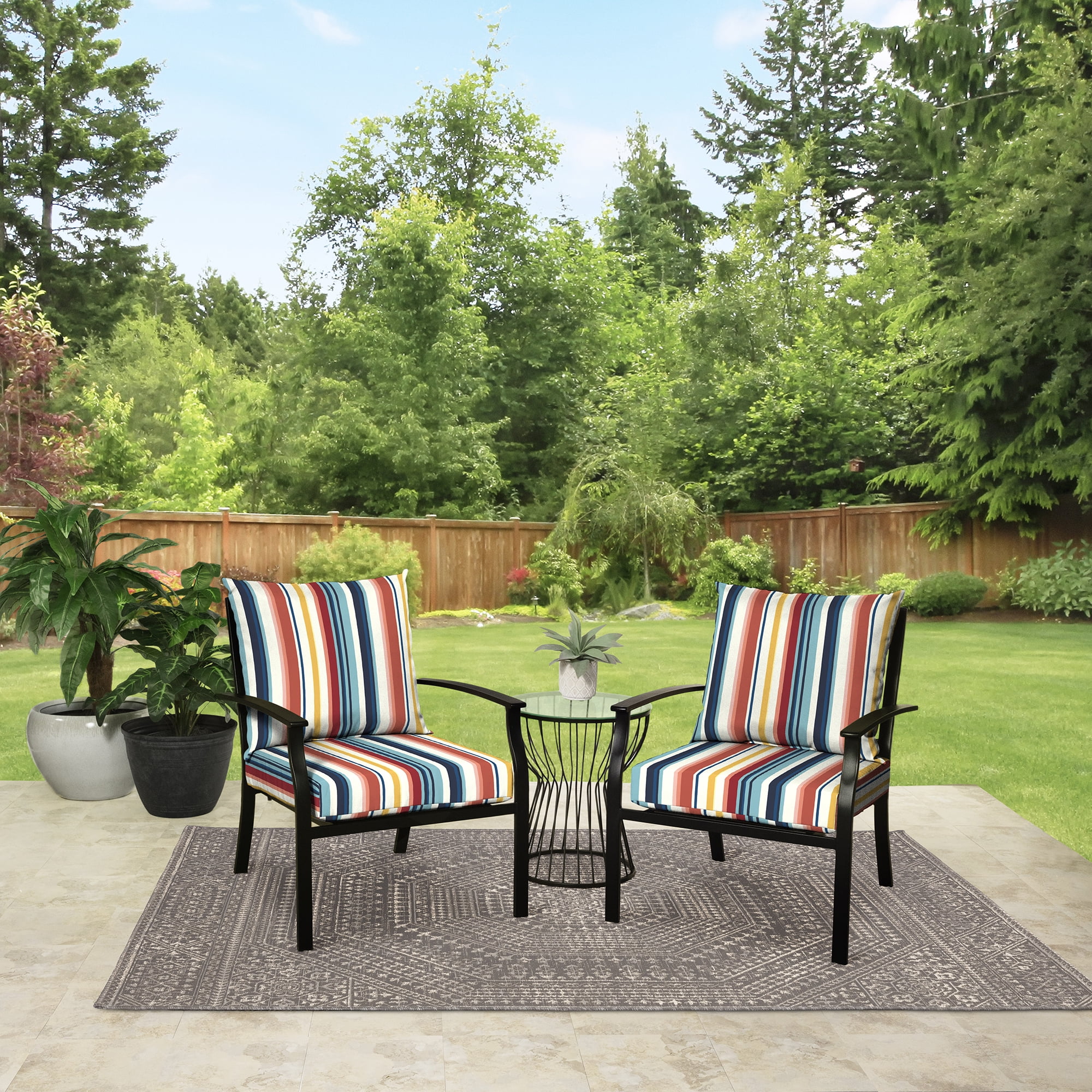 Mainstays 45" L x 22.75" W Modern Multi Stripe Rectangle Outdoor 2 Piece Deep Seat Cushion
