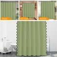 thumbnail image 2 of Dznils Black Scalloped Boho Shower Curtain with Hooks, Water-Repellent Thick Linen Fabric Bathroom Curtain, Green, 72" x 72", 2 of 7