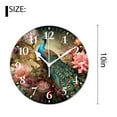 thumbnail image 2 of 10 Inch Wall Clock Battery Operated Silent Clock Decorative for Office, Kitchen, Outdoor, Living Room，Watercolor Luxury Peacock Bird Beautiful Pattern Lovely, 2 of 4