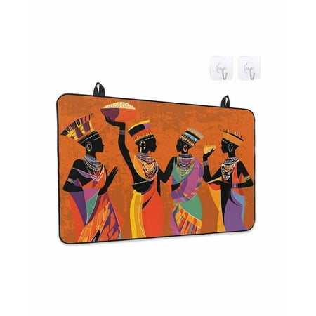 Stove Top Covers for Electric Stove Black Orange Girls Boho Kitchen Glass Ceramic Electric Cooktop Covers 28.5 x20.5 Retro Ethnic Abstract Art HeatResistant Oven/Countertop/Dishwasher Protector