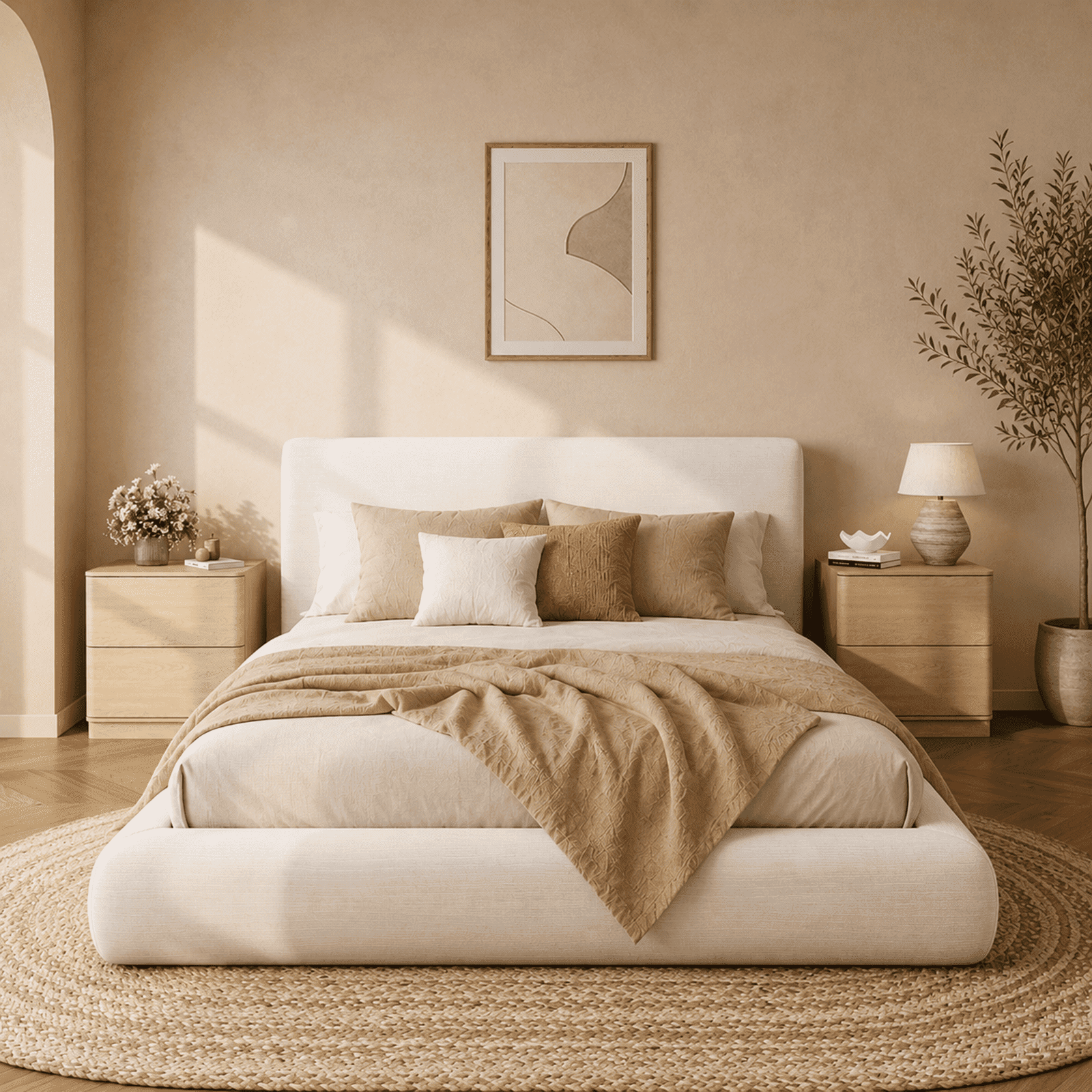 Brafabhome AirFrame Queen Size Bed Frame with 5.9" Thick Headboard, Cloud Upholstered Platform Bed Frame with 5.9" Thick Upholstered Foam Frame, No Box Spring Needed, Easy Assembly | Cream