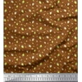 thumbnail image 1 of Soimoi Brown Silk Fabric Oaknut & Oak Leaves Print Fabric by Yard 42 Inch Wide, 1 of 3