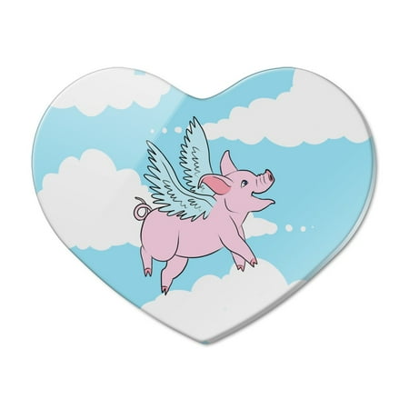

Flying Pig in the Clouds Heart Acrylic Fridge Refrigerator Magnet