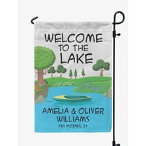 Printtoo White Welcome To The Lake Outdoor Personalized Camping Flags For Campers Double Sided CampsiteFlagOutdoor GardenFlags