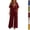 19# Wine, variant on Women's Linen 2 Piece Set Striped Trim V Neck Short Sleeve Top and Loose Wide Leg Pants Casual Summer Loungewear Outfit Blue S