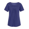 thumbnail image 5 of USSUMA Womens Crochet Lace Tops Cute Flowy Blouses Summer Dressy Pleated Tunic Tops Short Sleeve Tees Shirts, 5 of 7