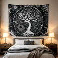 thumbnail image 6 of Black Tapestry Tree of Life Tapestry Wall Tapestry Black Aesthetic Tapestry Wall Hanging for Bedroom (60 X 80 Inches), 6 of 7