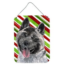 Carolines Treasures SC9480DS1216 Akita Candy Cane Holiday Christmas Wall or Door Hanging Prints 12WX16H multicolor