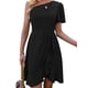 thumbnail image 4 of SAYOO , vestidos de noche de verano para mujer, color sólido, un hombro, volantes, minivestido de fiesta para mujer SAYOO Moda, 4 of 9