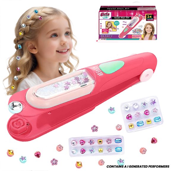 Hair Bedazzler Kit Gem Stamper for Girls Toys with Reusable Diamonds, Girl Birthday Gifts for 7 Years