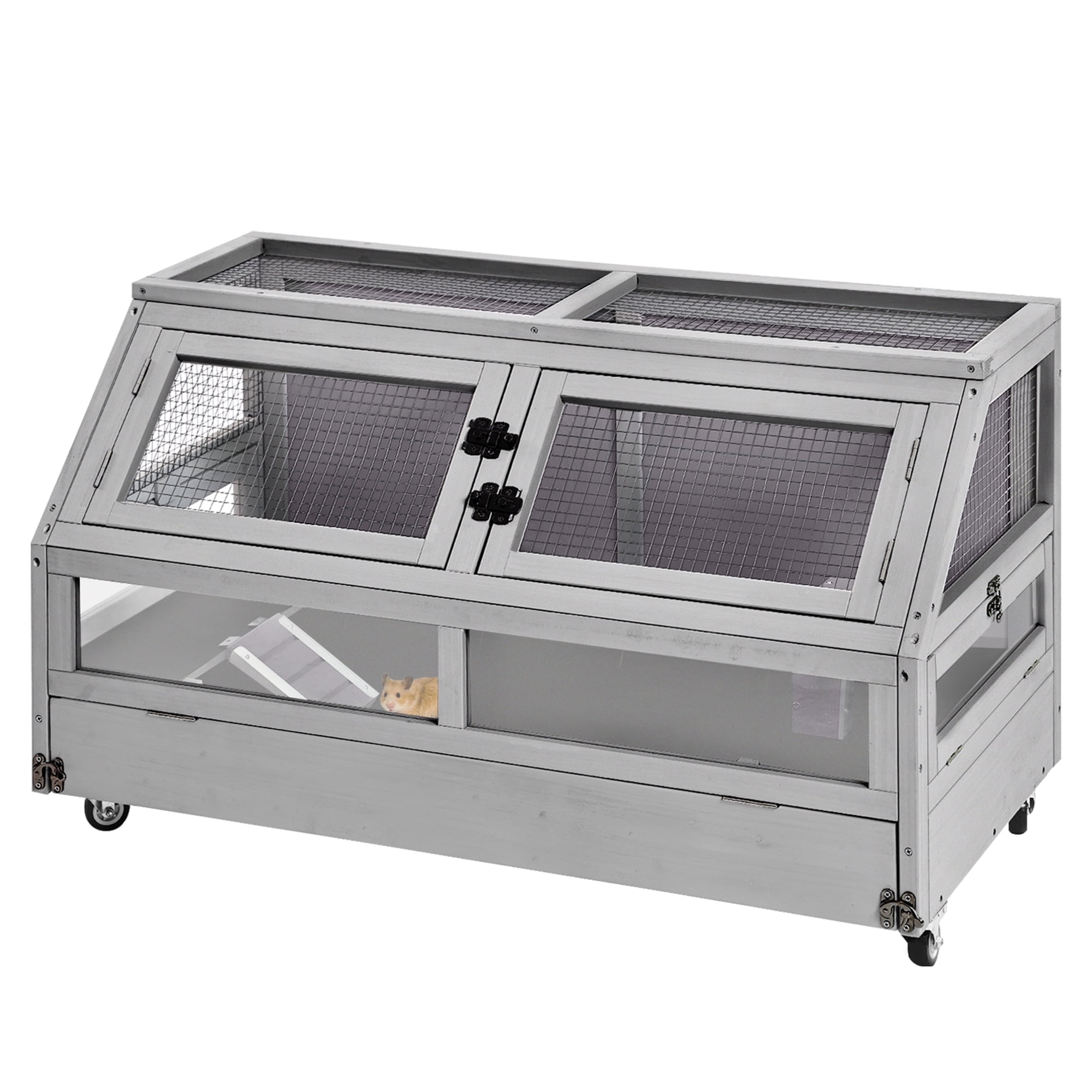 Aivituvin Guinea Pig Cage with Trays Anti-Chewing Hamster House Indoor Small Animal Cages